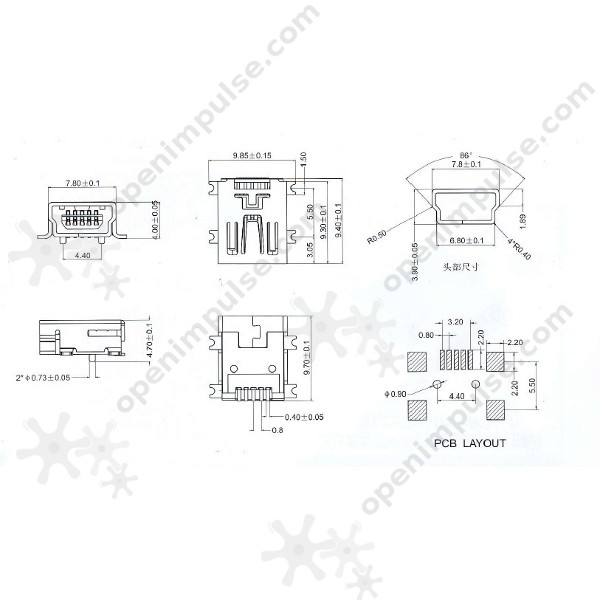 USB Mini 5p Female (SMD) | Open Impulse